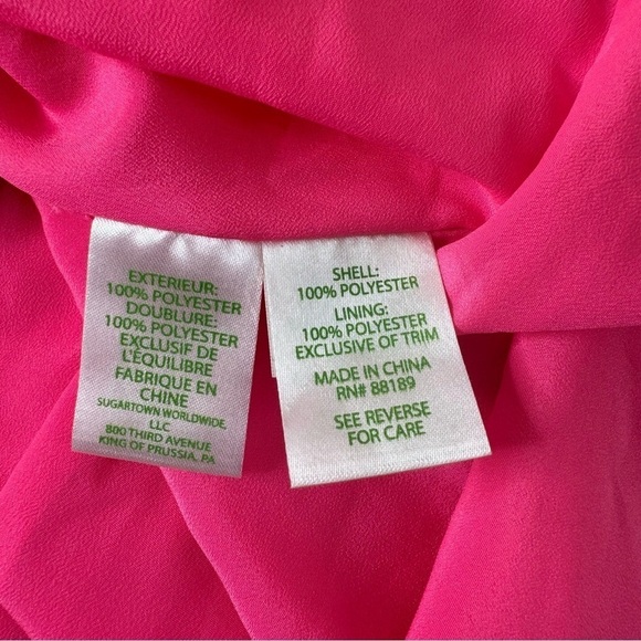 Lilly Pulitzer Natashia Pom Pom Mini Dress Pink Ruffle Hem Size Medium - Picture 6 of 11